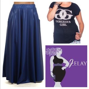 Leather (like) Cobalt Blue Maxi Skirt Size 3x